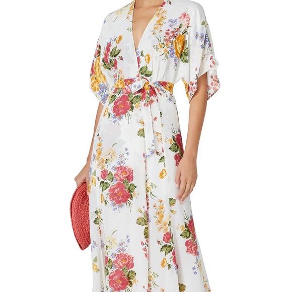 Reformation White Floral Vneck Maxi Dress - Picture 1 of 13